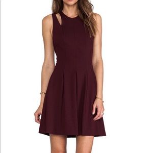 Rebecca Taylor Burgundy cut out fit&flare dress